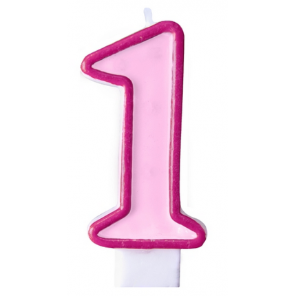 Nummer 1 - rosa tårtljus