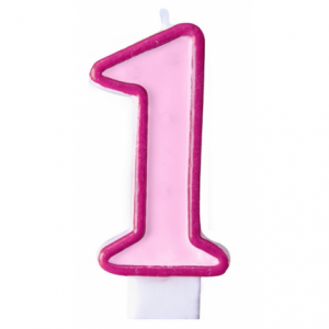 Nummer 1 - rosa tårtljus