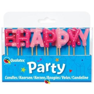 Happy Birthday Pink Pick Candles - tårtljus