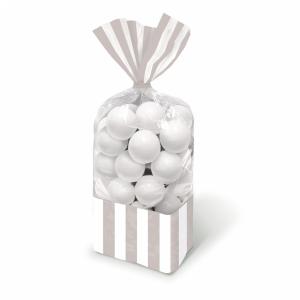 Candy Buffet Striped Party Bags Silver