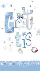 "Grattis" blått textkort