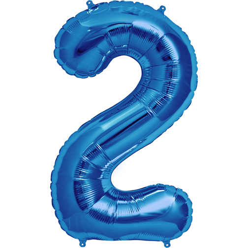 Blue Foil Balloon Number 2 - sifferballong 41 cm