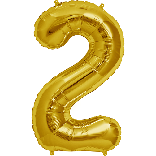 Gold Foil Balloon Number 2 - sifferballong 86 cm