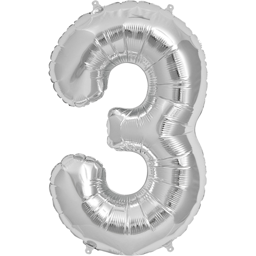 Silver Foil Balloon Number 1 - sifferballong 86 cm