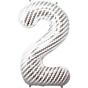 Chevron Foil Balloon Number 2 - sifferballong 86 cm