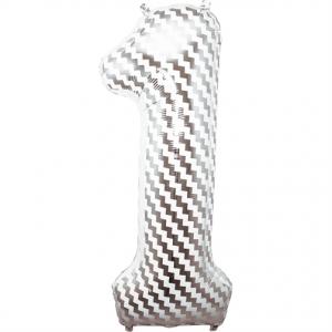 Chevron Foil Balloon Number 1 - sifferballong 86 cm