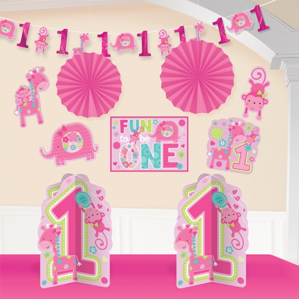 Wild at One Birthday Girl - Room Decoration Kit