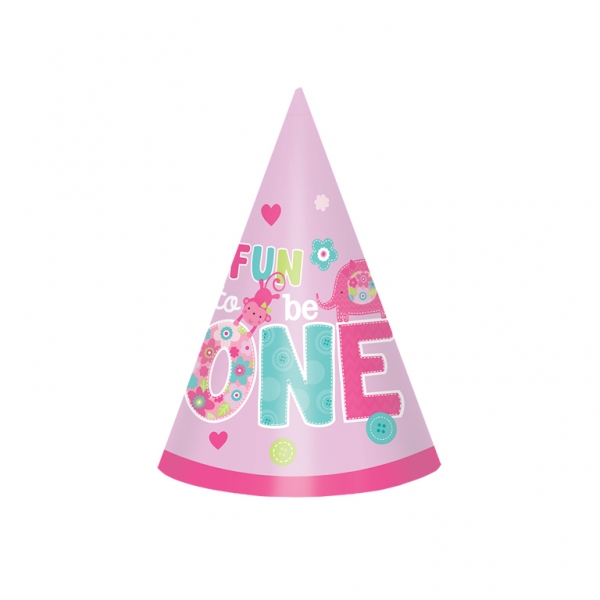 Wild at One Birthday Girl - Paper Cone Hats