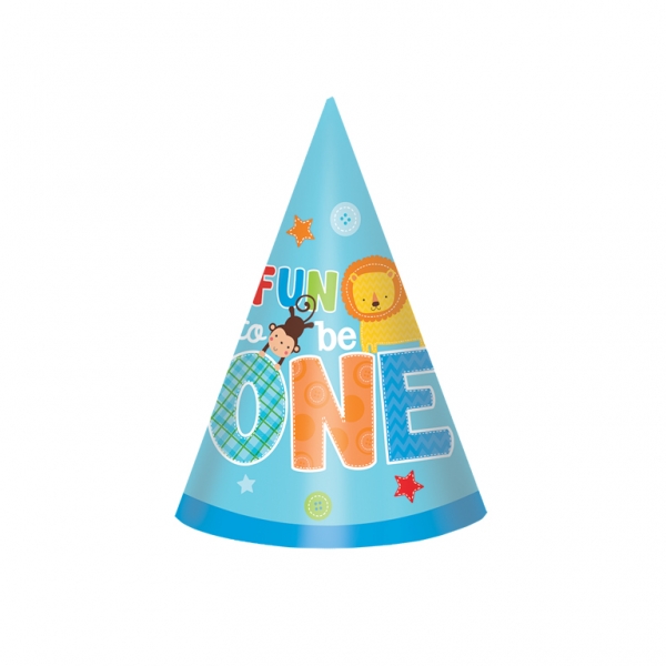 Wild at One Birthday Boy - Paper Cone Hats