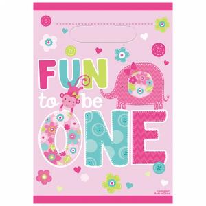 Wild at One Birthday Girl - Plastic Party Bags