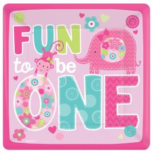 Wild at One Birthday Girl - Paper Plates 26 cm