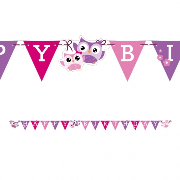 Owl Happy Birthday Letter Banners