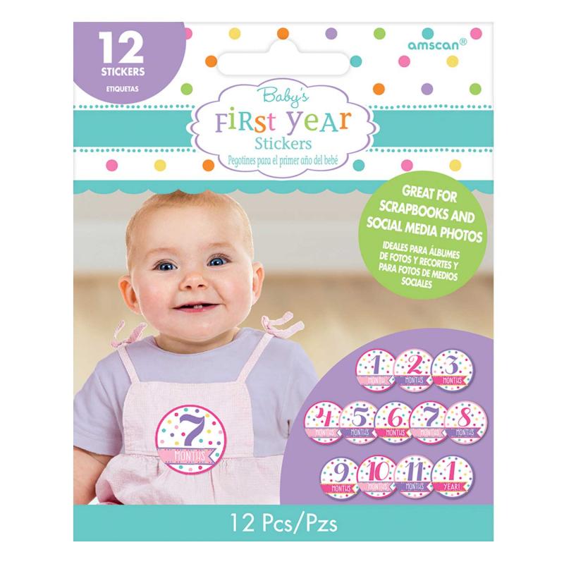 Baby Shower First Year Stickers Girl