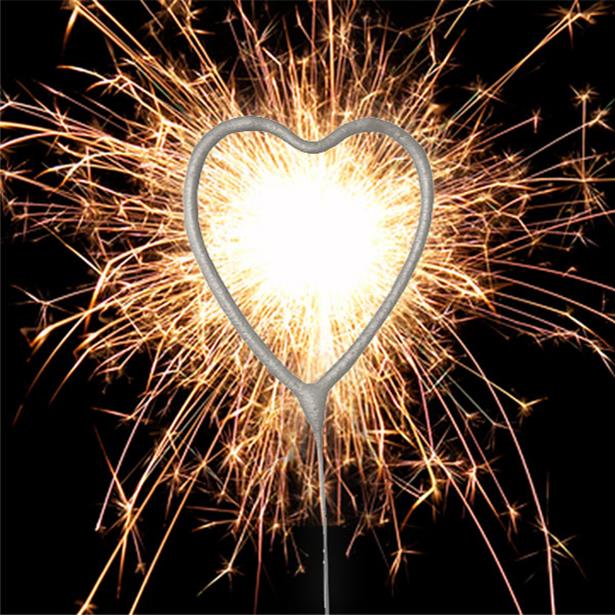 Silver Heart Sparkler - hjärtformat tomtebloss