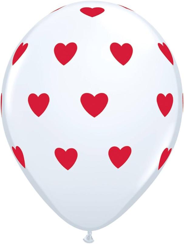 White & Red Heart Balloons - vit/röda hjärtballonger