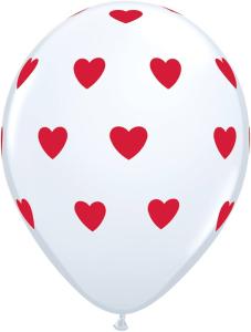 White & Red Heart Balloons - vit/röda hjärtballonger