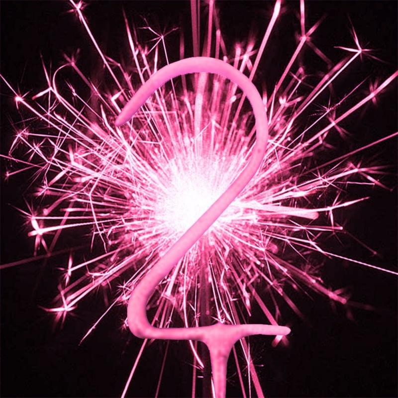 Pink Numeral 2 Sparkler - rosa tomtebloss siffra 2 år
