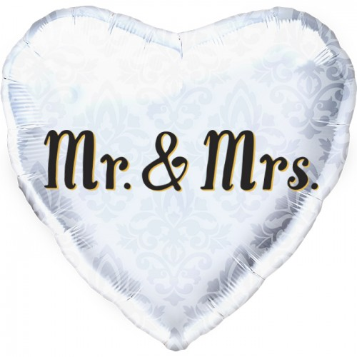 Mr & Mrs Heart Foil Ballon - folieballong brudpar