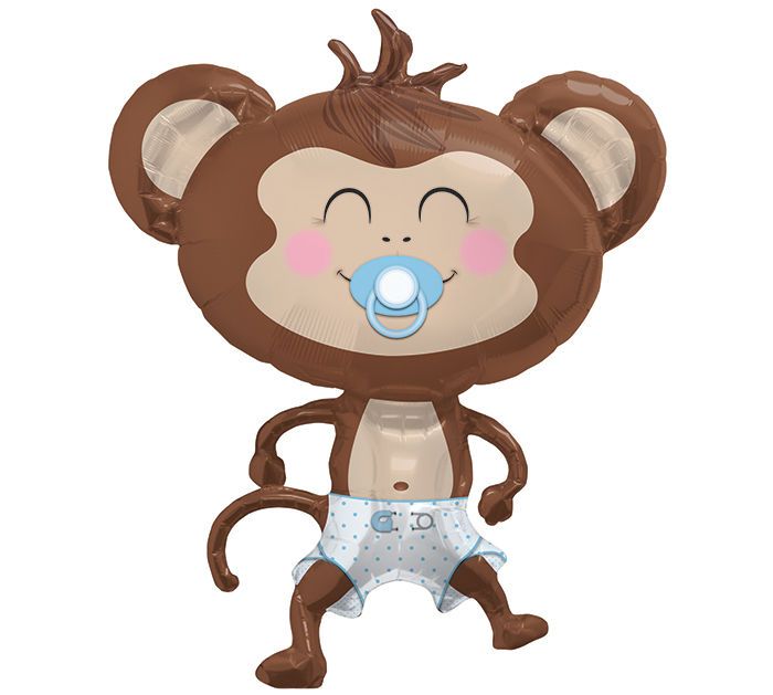 Baby Boy Foil Monkey - blå apballong
