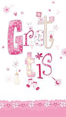 "Grattis" rosa textkort