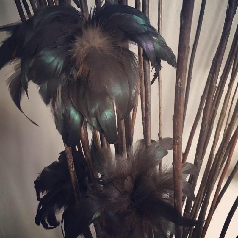 Dark Brown/Green Duster on Stick - Feather Romance