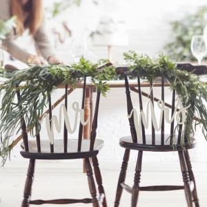 Wooden Mr & Mrs Chair Signs - Beautiful Botanics