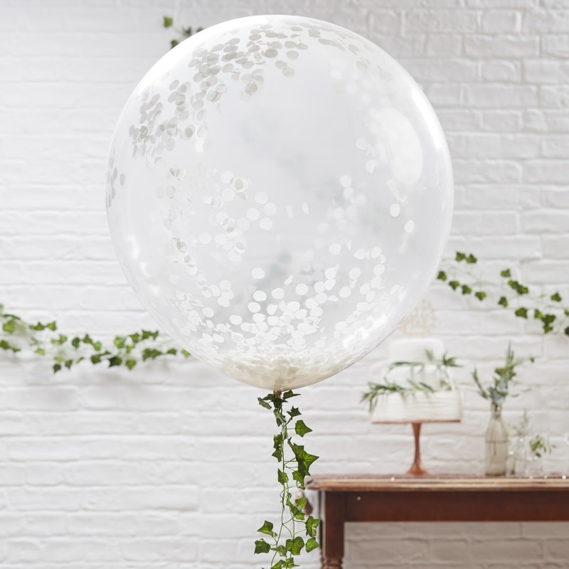 Large White Confetti Balloons - Beautiful Botanics