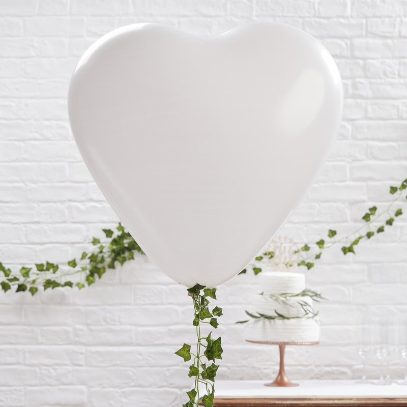 Large White Heart Balloons - Beautiful Botanics
