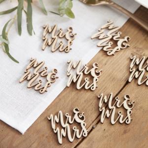 Mr & Mrs Wooden Table Confetti - Beautiful Botanics