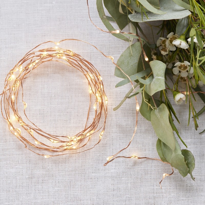 Rose Gold LED String Table Lights - Beautiful Botanics