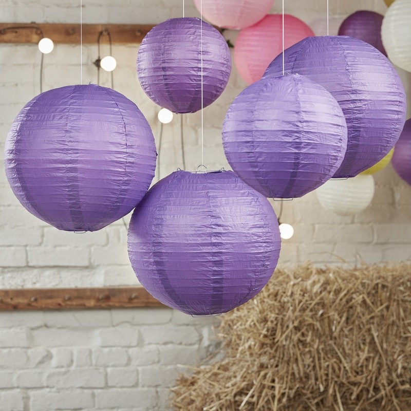Purple Paper Lantern Decorations - Boho