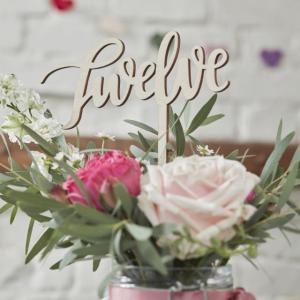 Wooden Table Numbers 1-12 - Boho