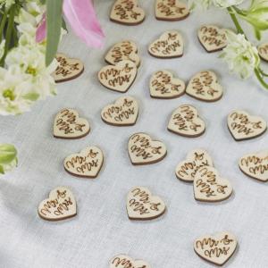 Mr & Mrs Wooden Table Confetti - Boho