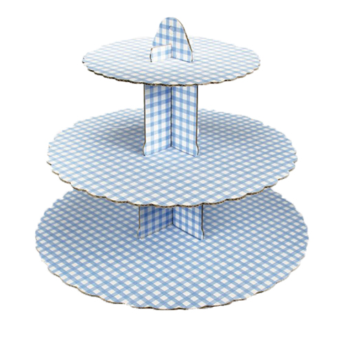 Blue Gingham Cupcake Stand