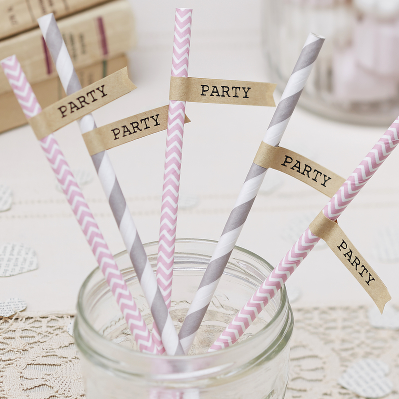 Brown Kraft Straw Flags - Vintage Affair