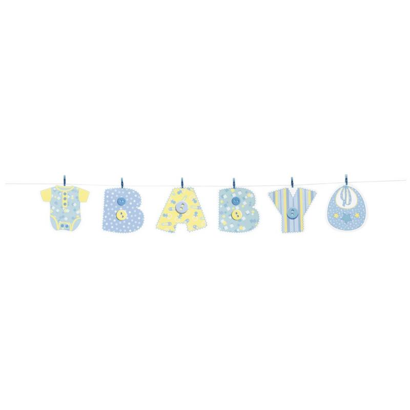 Clothesline Banner Baby Stitching Blue