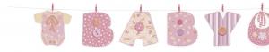 Clothesline Banner Baby Stitching Pink
