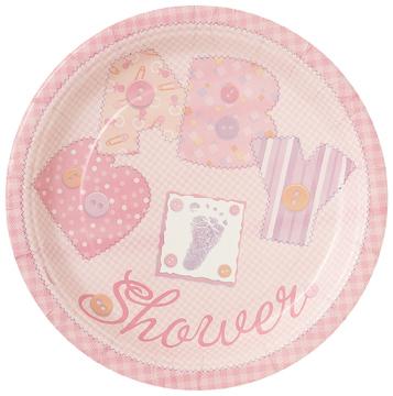 Paper Dessert Plates - Baby Stitching Pink