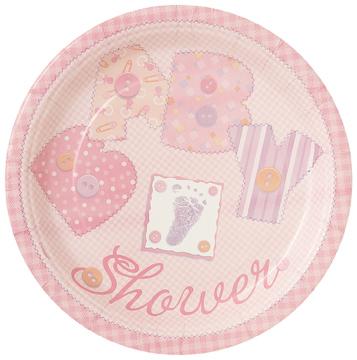Paper Plates - Baby Stitching Pink