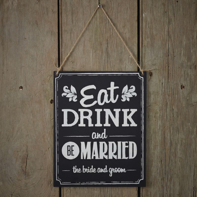 'Eat Drink Be Married' Chalkboard Wooden Sign - Vintage Affair