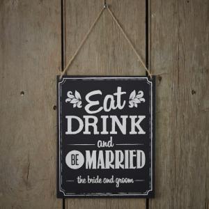 'Eat Drink Be Married' Chalkboard Wooden Sign - Vintage Affair