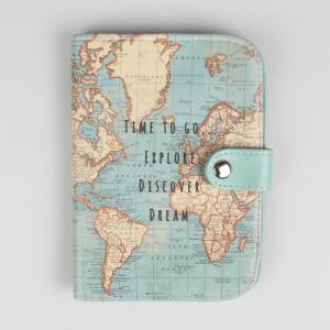 Vintage Map Time To Go Passport Holder