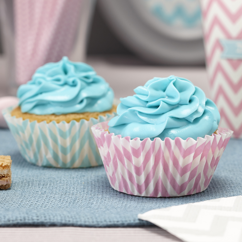 Pink & Powder Blue/Mint Green Cupcake Cases - Chevron Divine