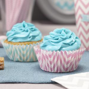 Pink & Powder Blue/Mint Green Cupcake Cases - Chevron Divine
