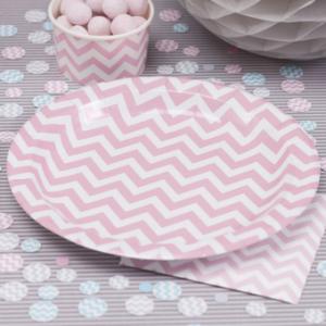 Paper Plates Pink - Chevron Divine