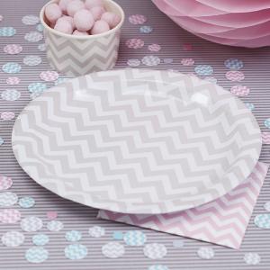 Paper Plates Grey - Chevron Divine