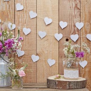 Heart Newspaper Print Garland - Rustic Country