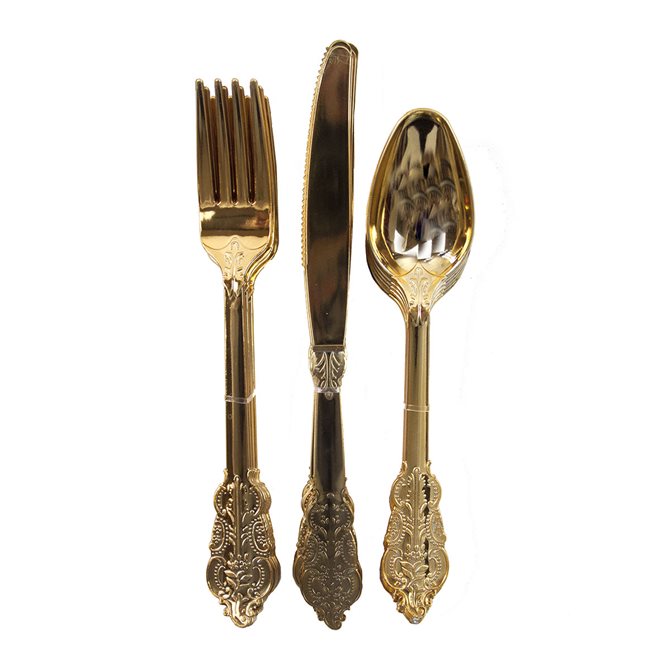 Party Porcelain Gold Cutlery