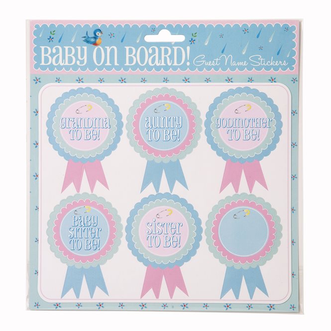 Baby on Board Name Stickers - Baby Shower namnetiketter