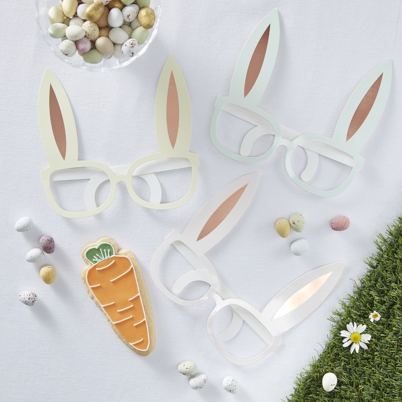 Rose Gold Foiled Bunny Fun Glasses